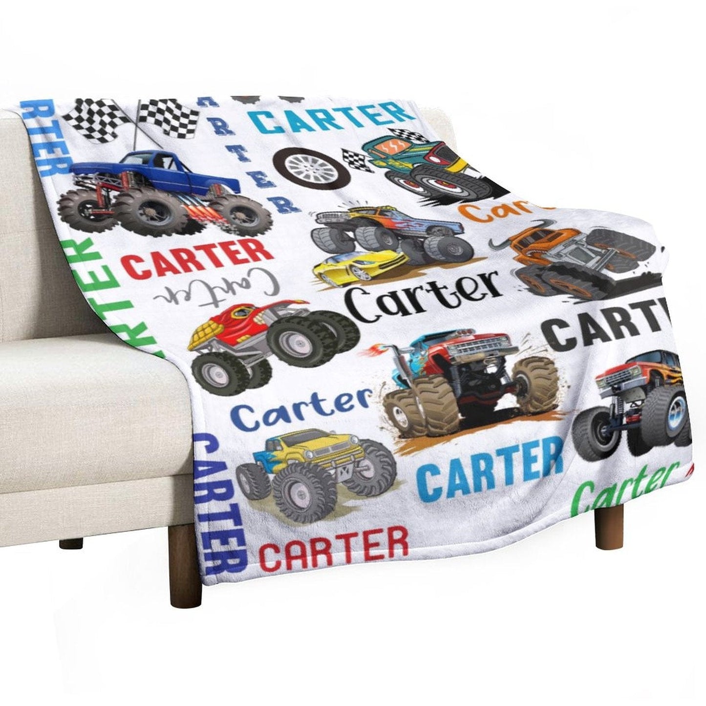 Personalized Name Customized Monster Truck Blanket