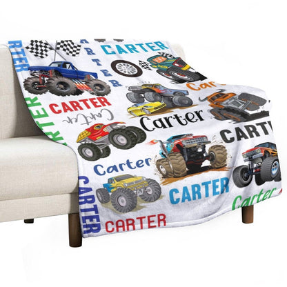 Personalized Name Customized Monster Truck Blanket