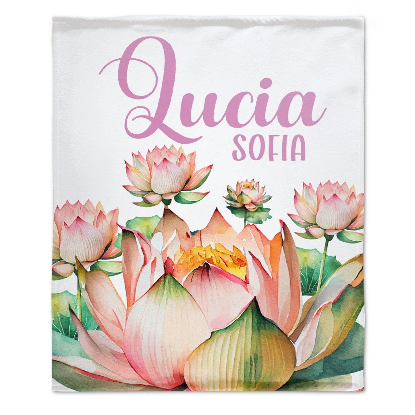 Lotus Flowers Personalize Baby Blanket