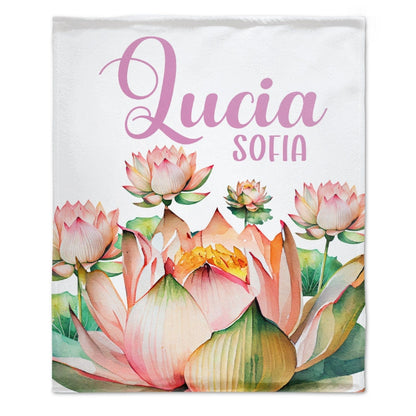 Lotus Flowers Personalize Baby Blanket