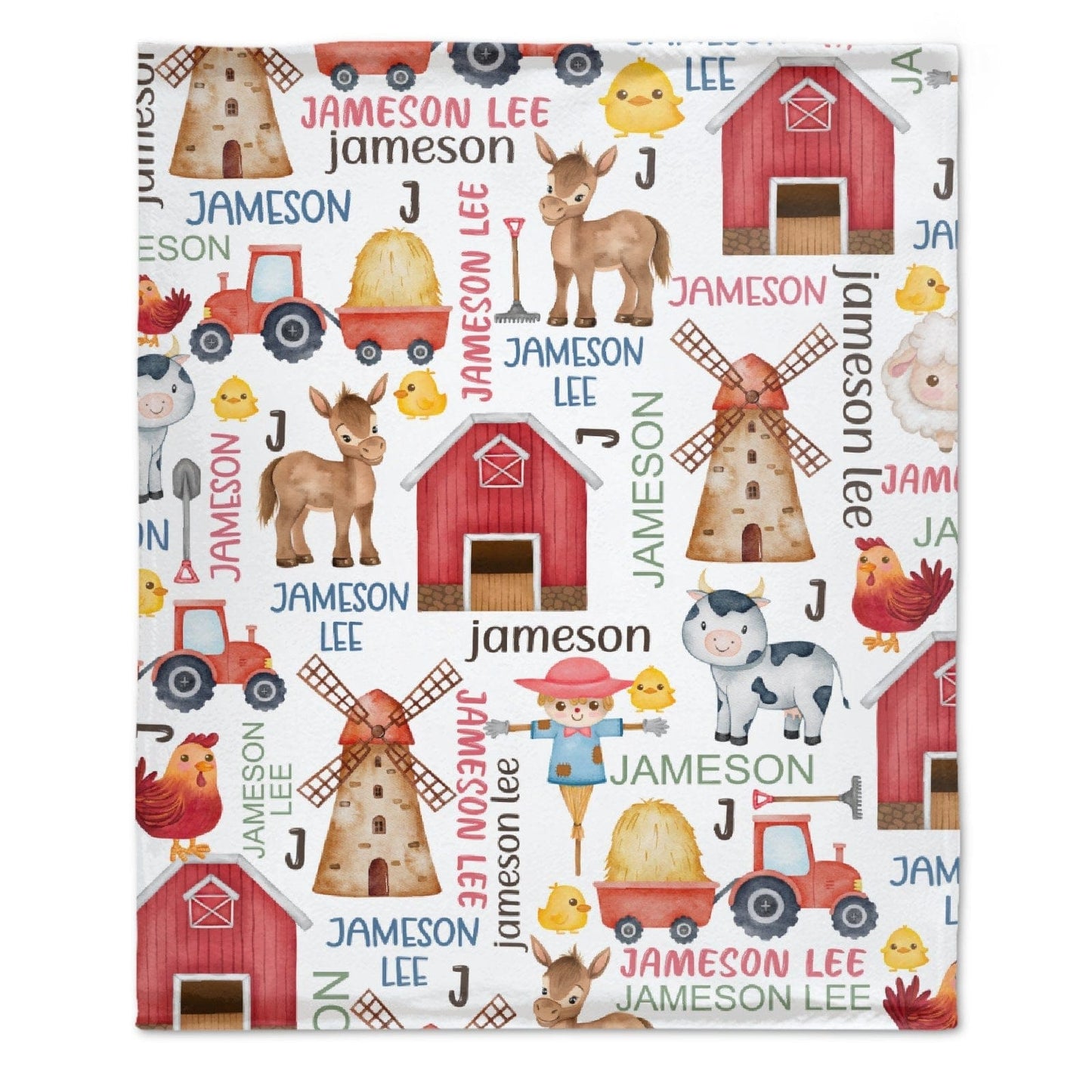 Horse Cow Barn Farm Personalized Name Baby Blanket