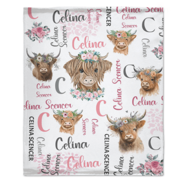 Personalized Pink Cow Blankets Baby Girl Newborn Essentials