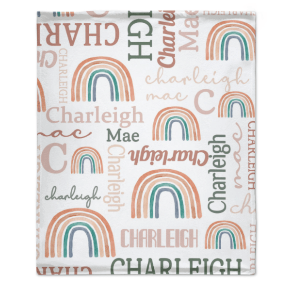 Personalized Modern Rainbow Name Pattern Baby Blanket