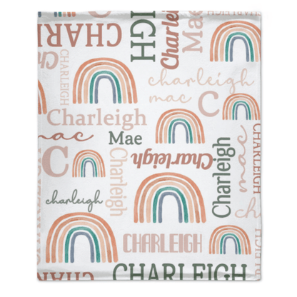 Personalized Modern Rainbow Name Pattern Baby Blanket