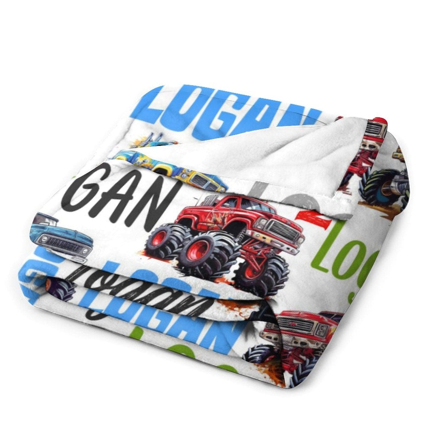 Monster Trucks Personalized Name Baby Blanket