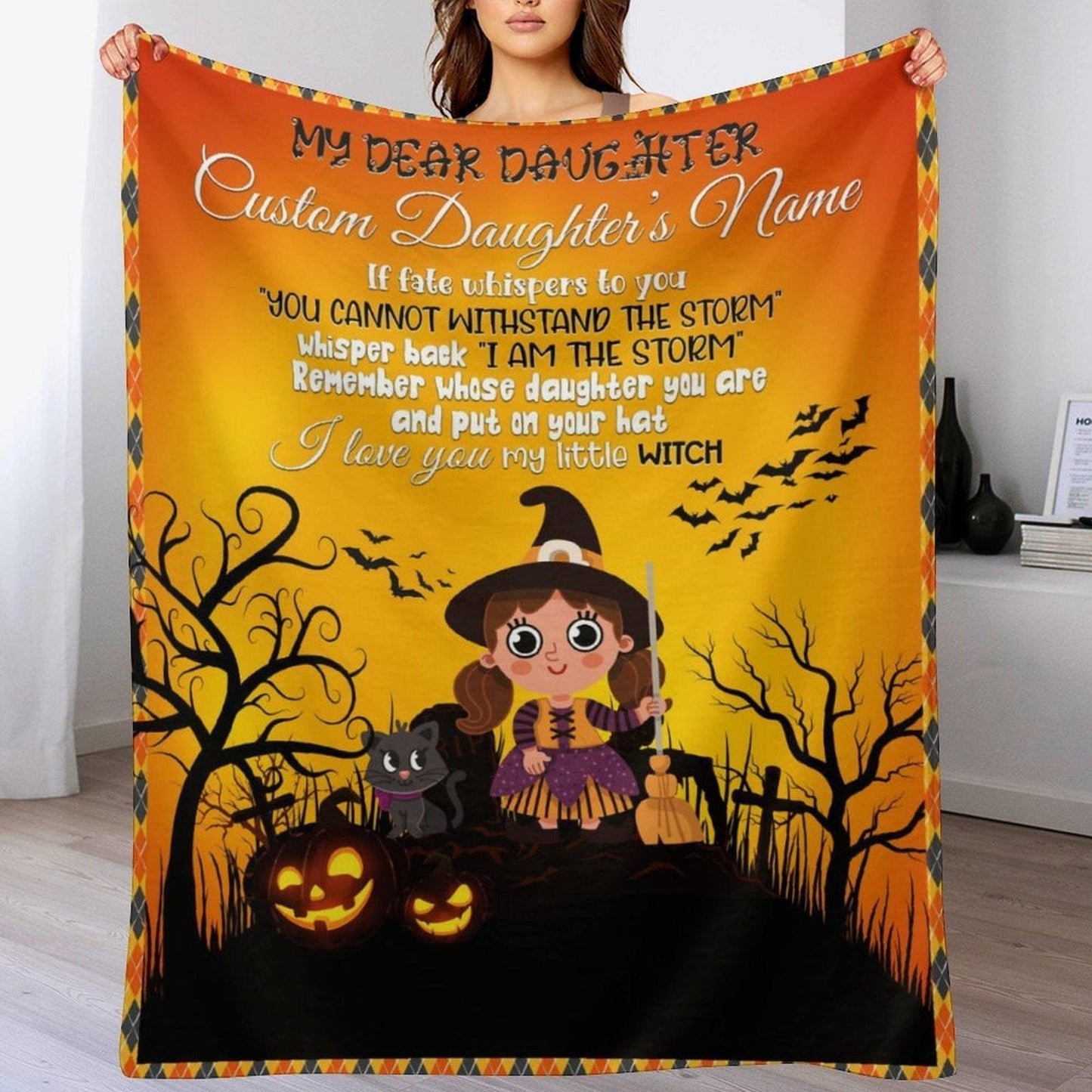 We pay shipping✈️Personalized Daughter Name Blanket-Halloween Witches