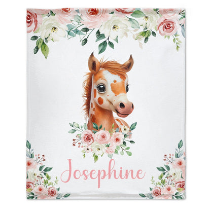 Horse Farm Animal Personalized Name Baby Blanket