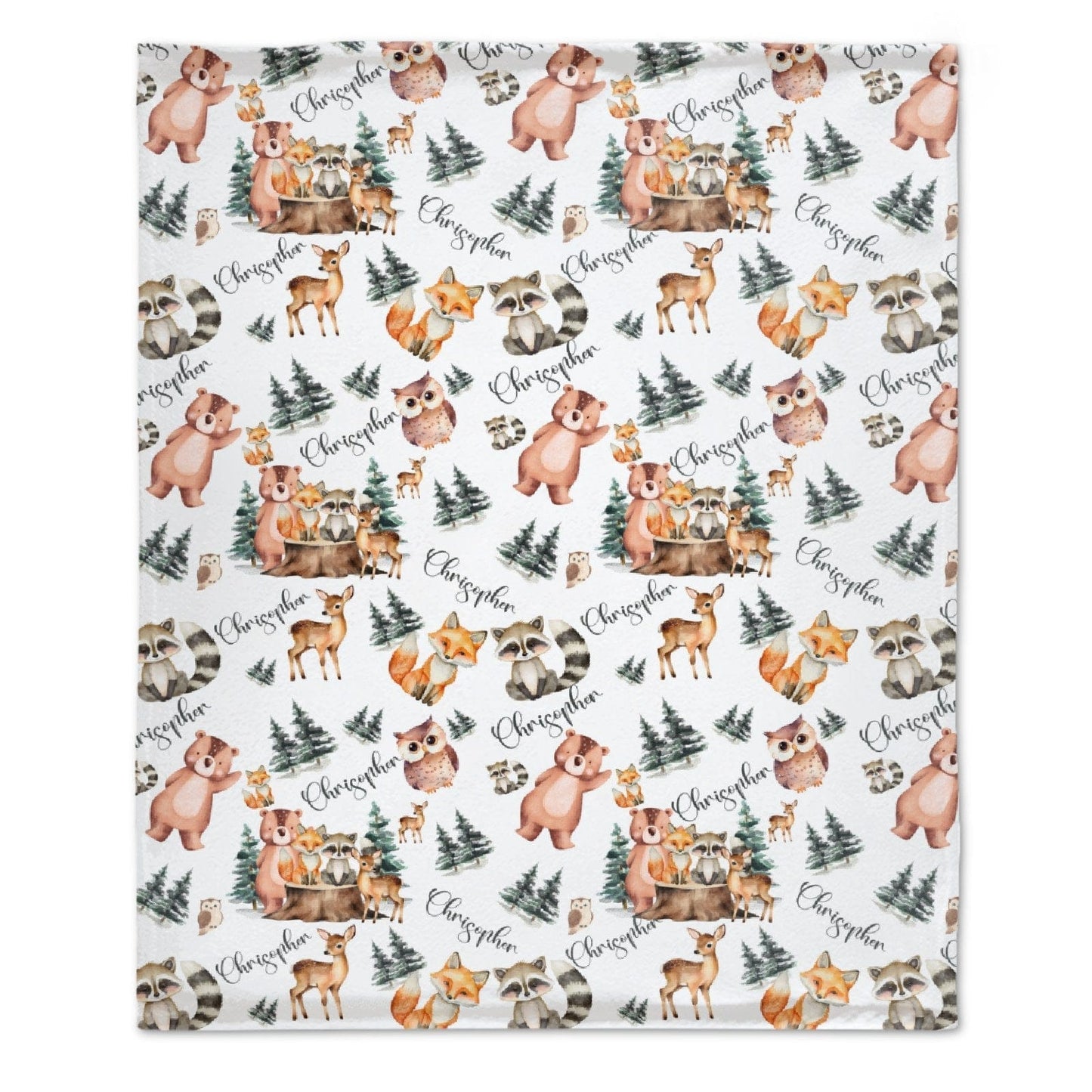 Personalized Woodland Animal Custom Baby Blanket