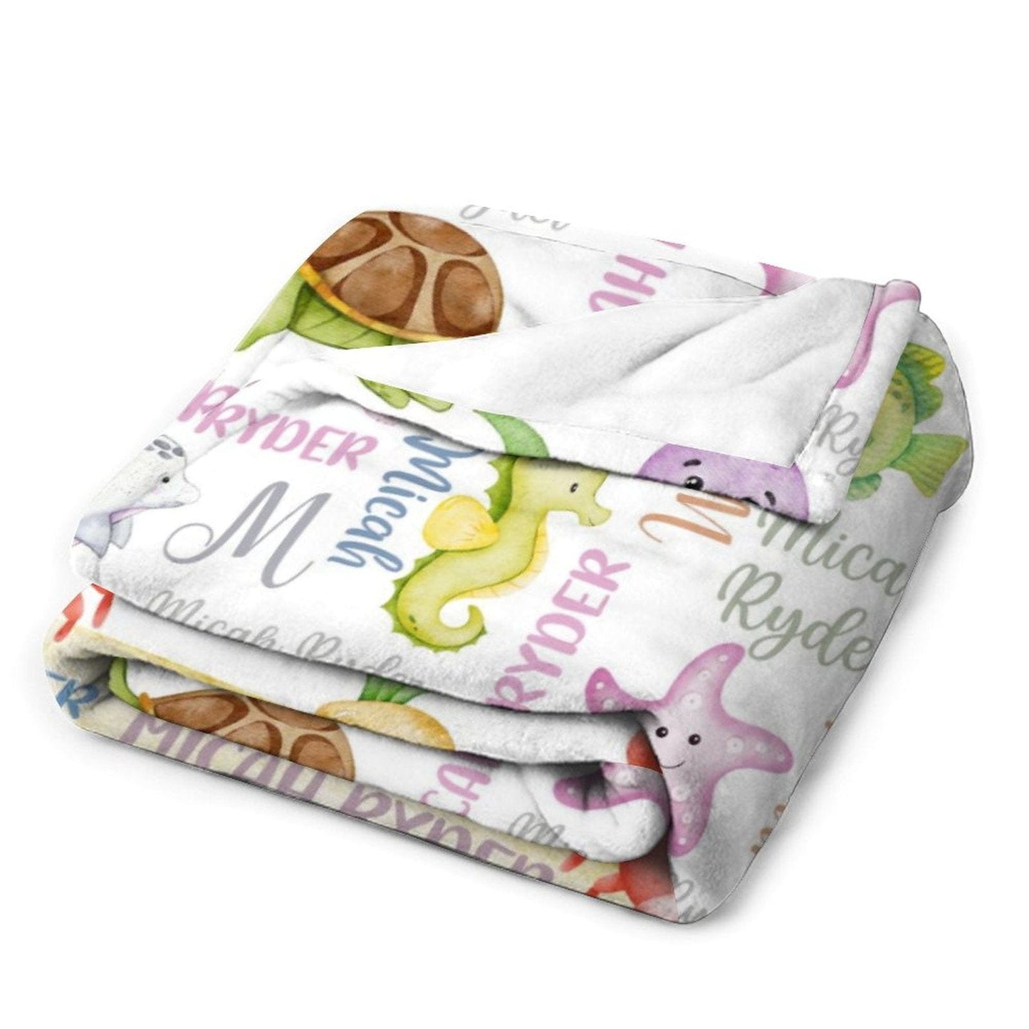 Personalized Name Custom Sea Life Blanket