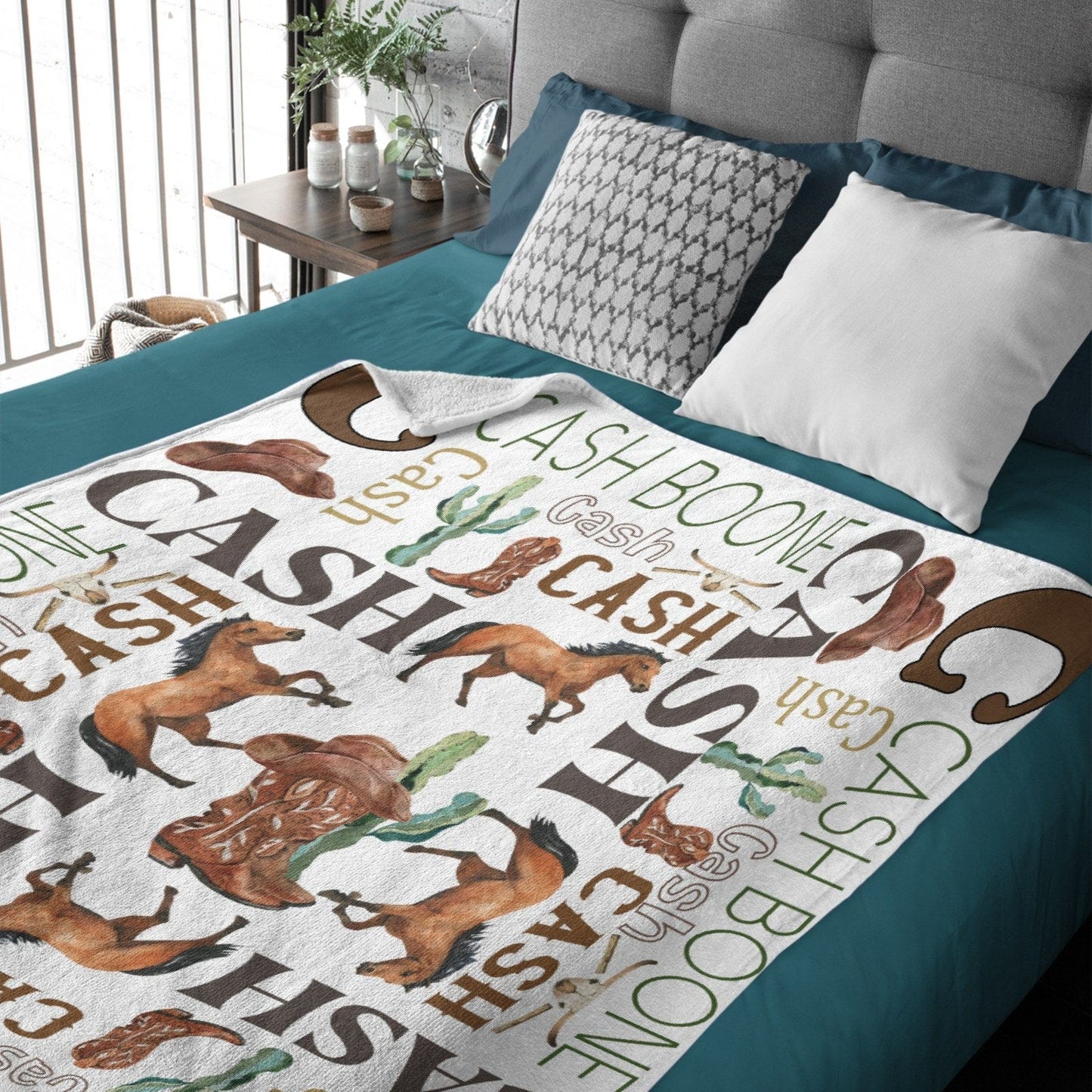 Personalized Western Cowboy Baby Blankets with Name for Boys