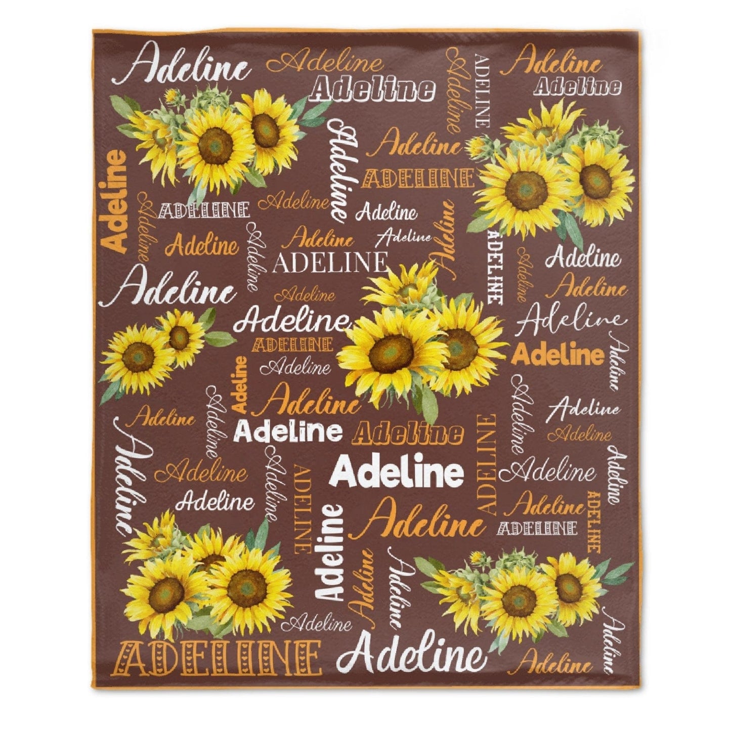 Personalized Customized Name Sunflower Blanket for Kids Baby Family