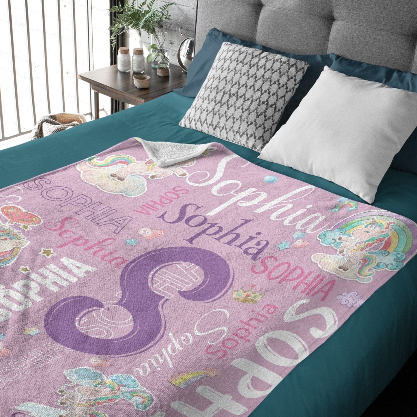 Personalized Unicorn Blanket for Girls Name Blankets