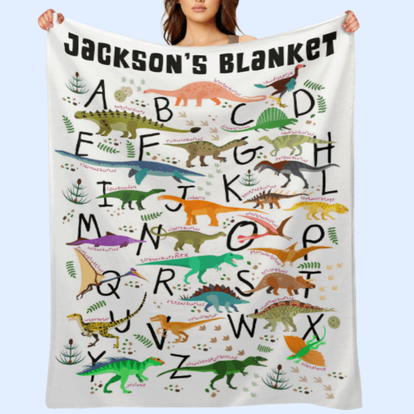 We pay shipping✈️Personalized Dinosaur Alphabet Name Custom Blanket