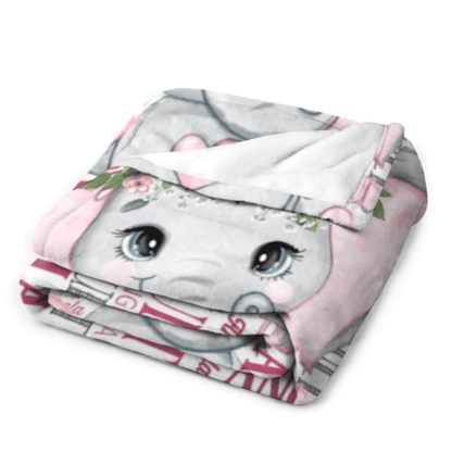 Elephant Name Personalized Blanket - Gift Ideas for Kids