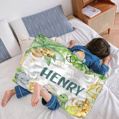 Personalized Safari Jungle Blanket - Baby Gift