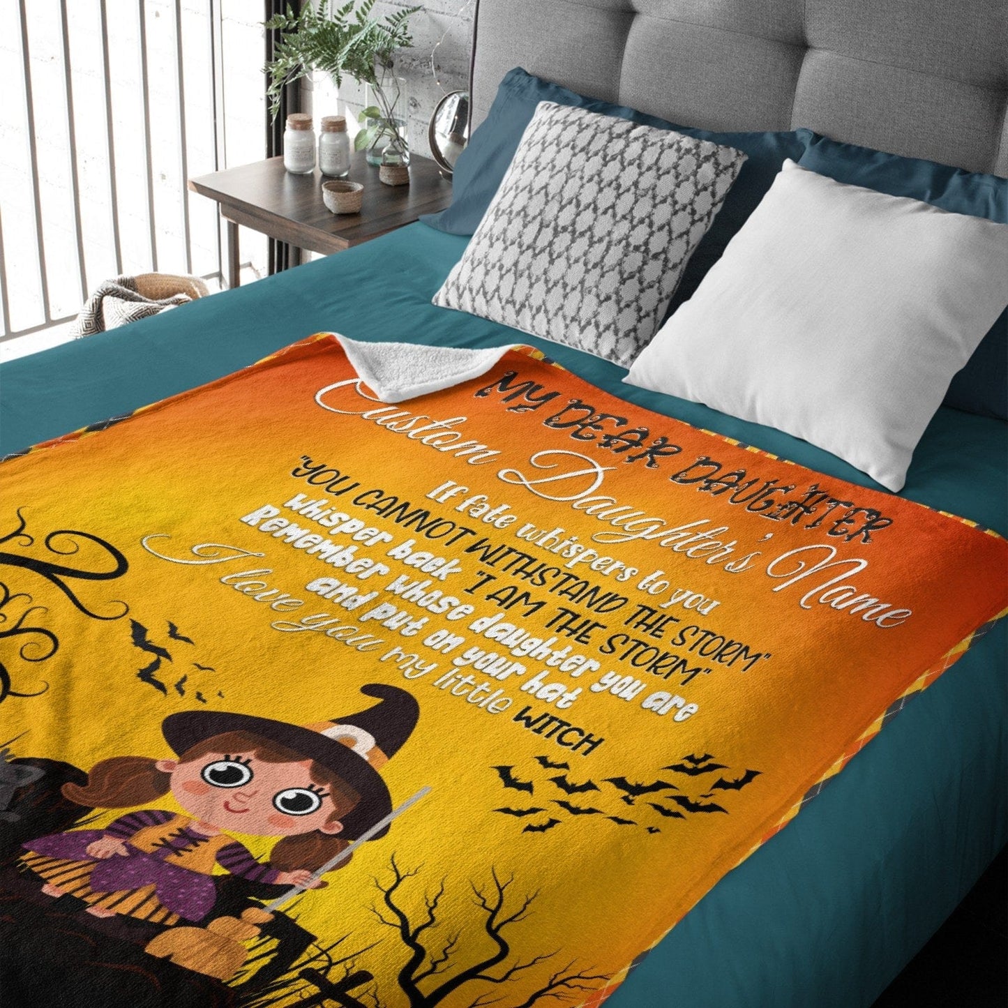 Personalized Daughter Name Blanket-Halloween Witches