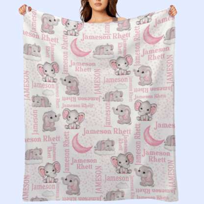 Personalized Custom Elephant Stars Baby Blanket