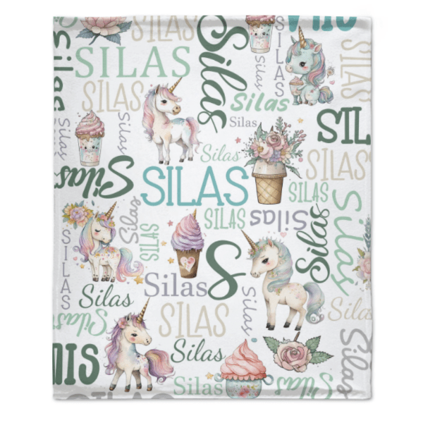 Personalized Name Custom Unicorn Baby Blanket - Gifts for Daughter Granddaughter - Birthday Gifts