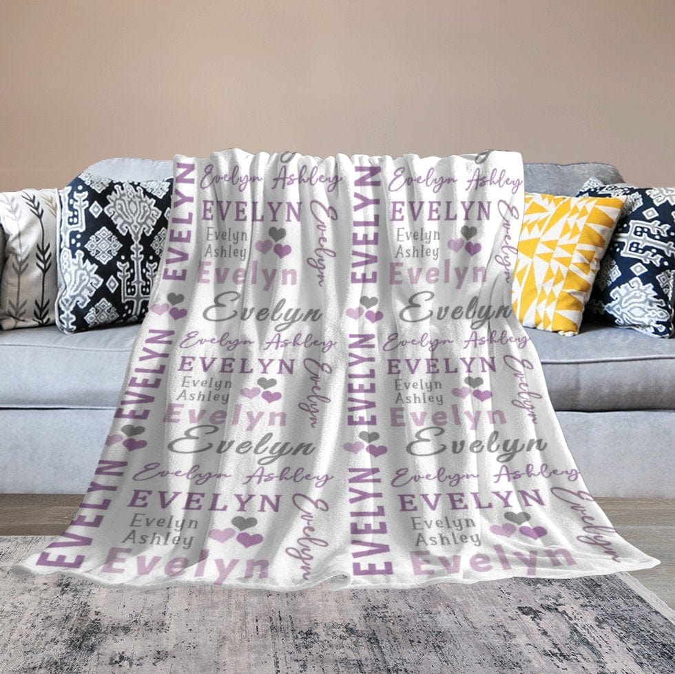Personalized Heart-Shaped Name Custom Baby Blanket