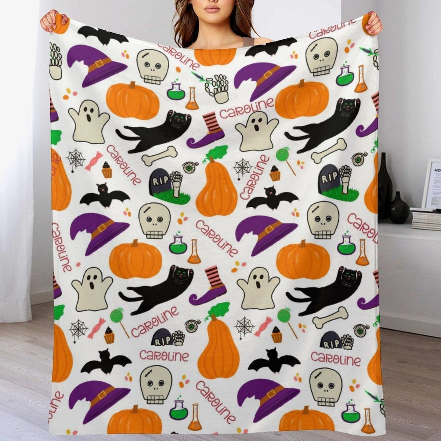 Personalized Custom Halloween Baby Name Blanket