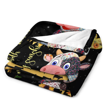 Personalized Cow Blanket - You are my sunshine