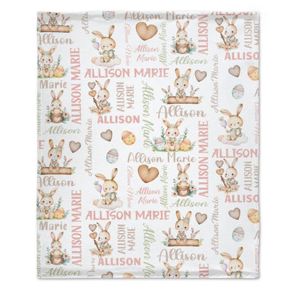 Personalized Bunny Easter name blanket