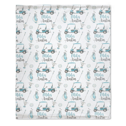 Personalized Swaddle Golf Nursery Theme Baby Blanket - Golf