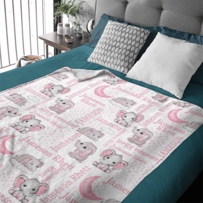 Personalized Custom Elephant Stars Baby Blanket