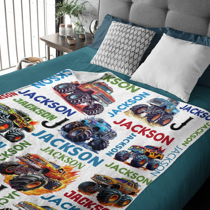 Truck Custom Name Blanket-Personalized Baby Blanket for Girls&Boys