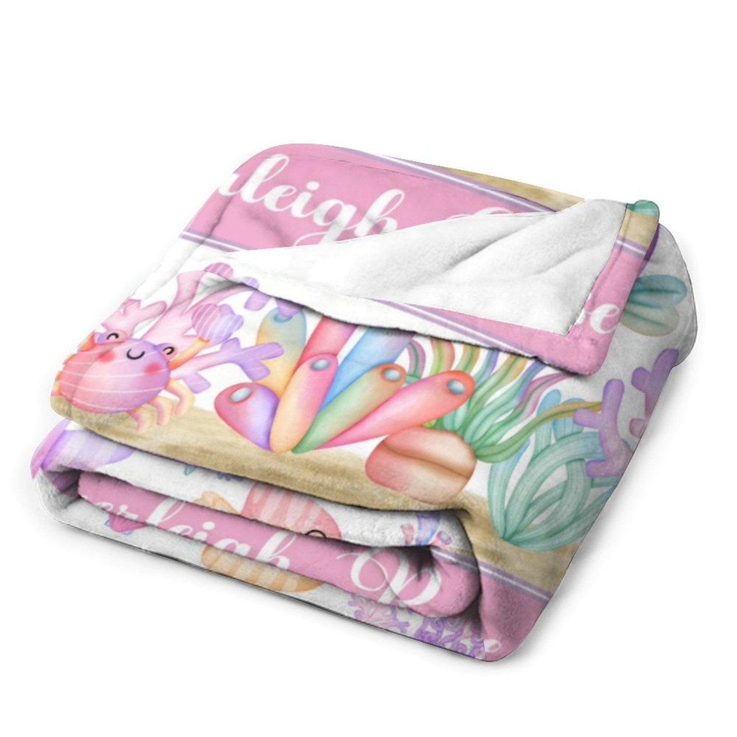 Personalized Sea Creatures Baby Blanket for Girls