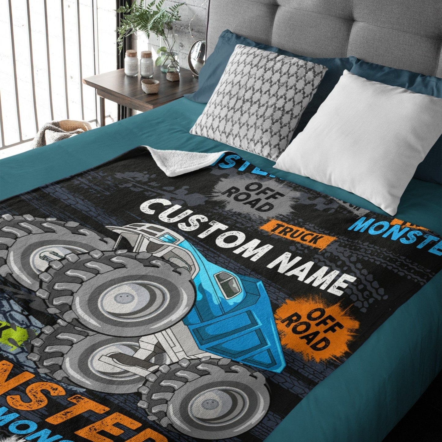 Custom Name Cartoon Truck Blanket