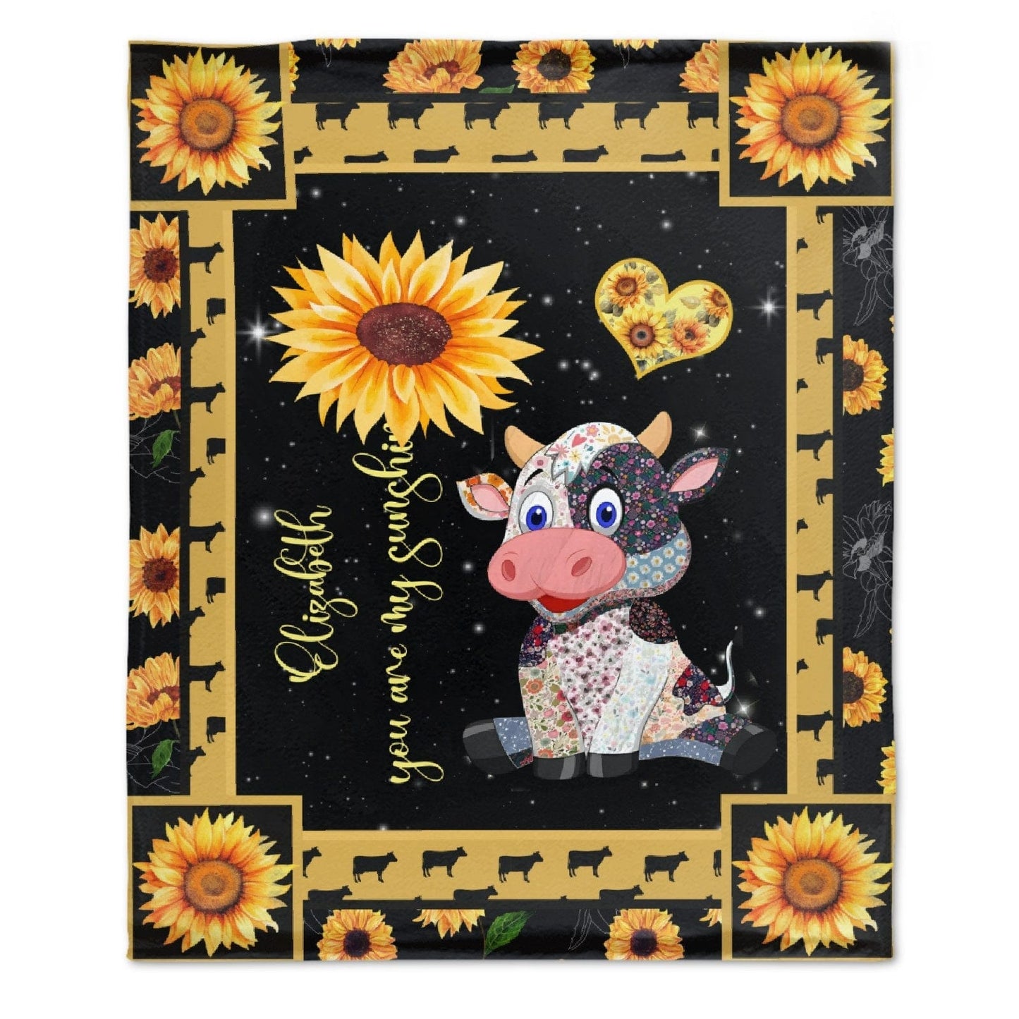 Personalized Cow Blanket - You are my sunshine