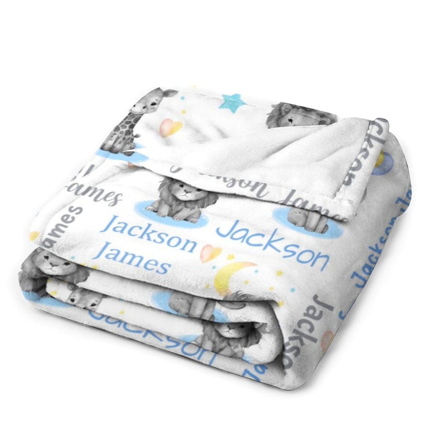 Personalized Safari Animals Custom Baby Blanket