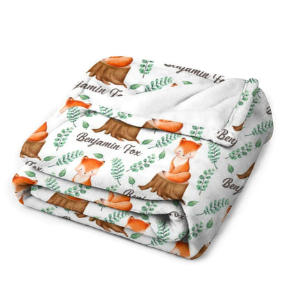 Personalized Name Fox Baby Blanket