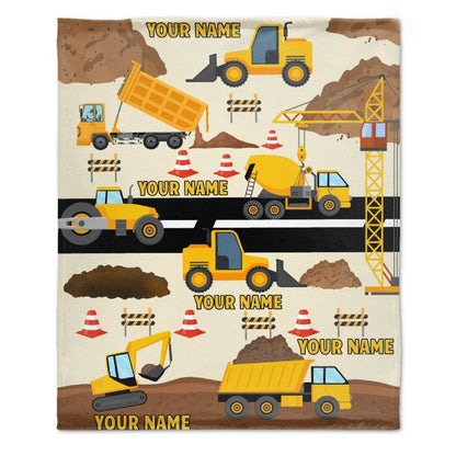 Personalized Name Construction Site Kids Blanket