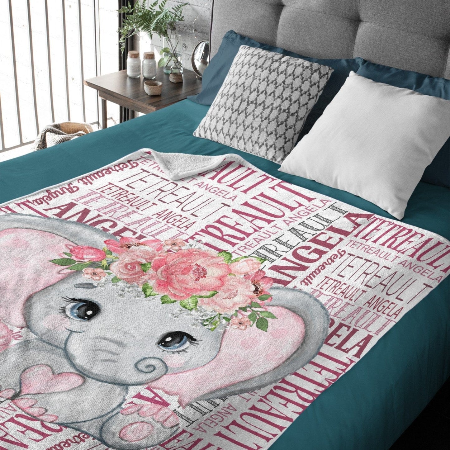 Elephant Name Personalized Blanket - Gift Ideas for Kids