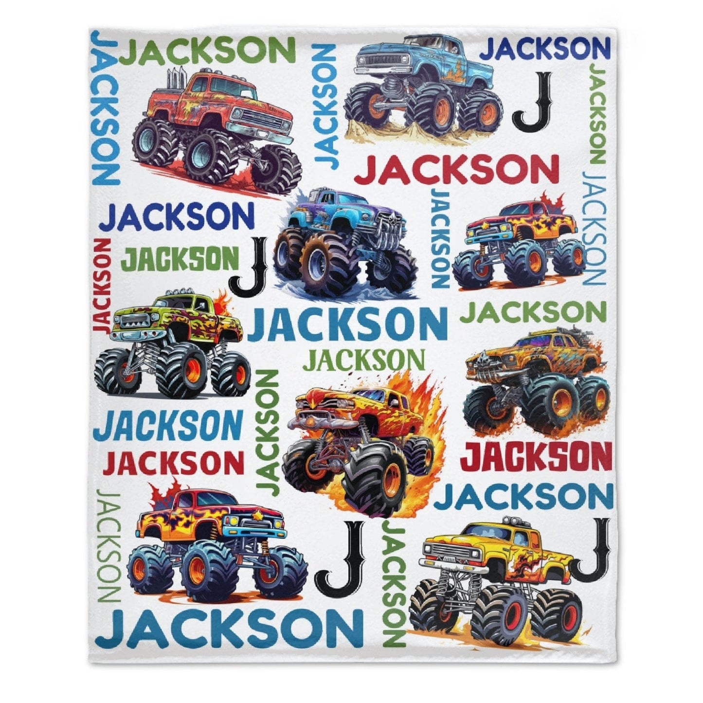 Truck Custom Name Blanket-Personalized Baby Blanket for Girls&Boys