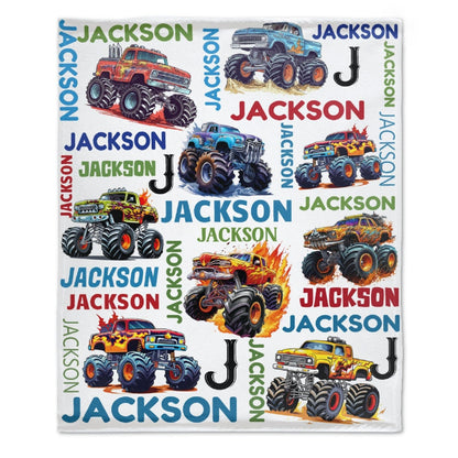 Truck Custom Name Blanket-Personalized Baby Blanket for Girls&Boys