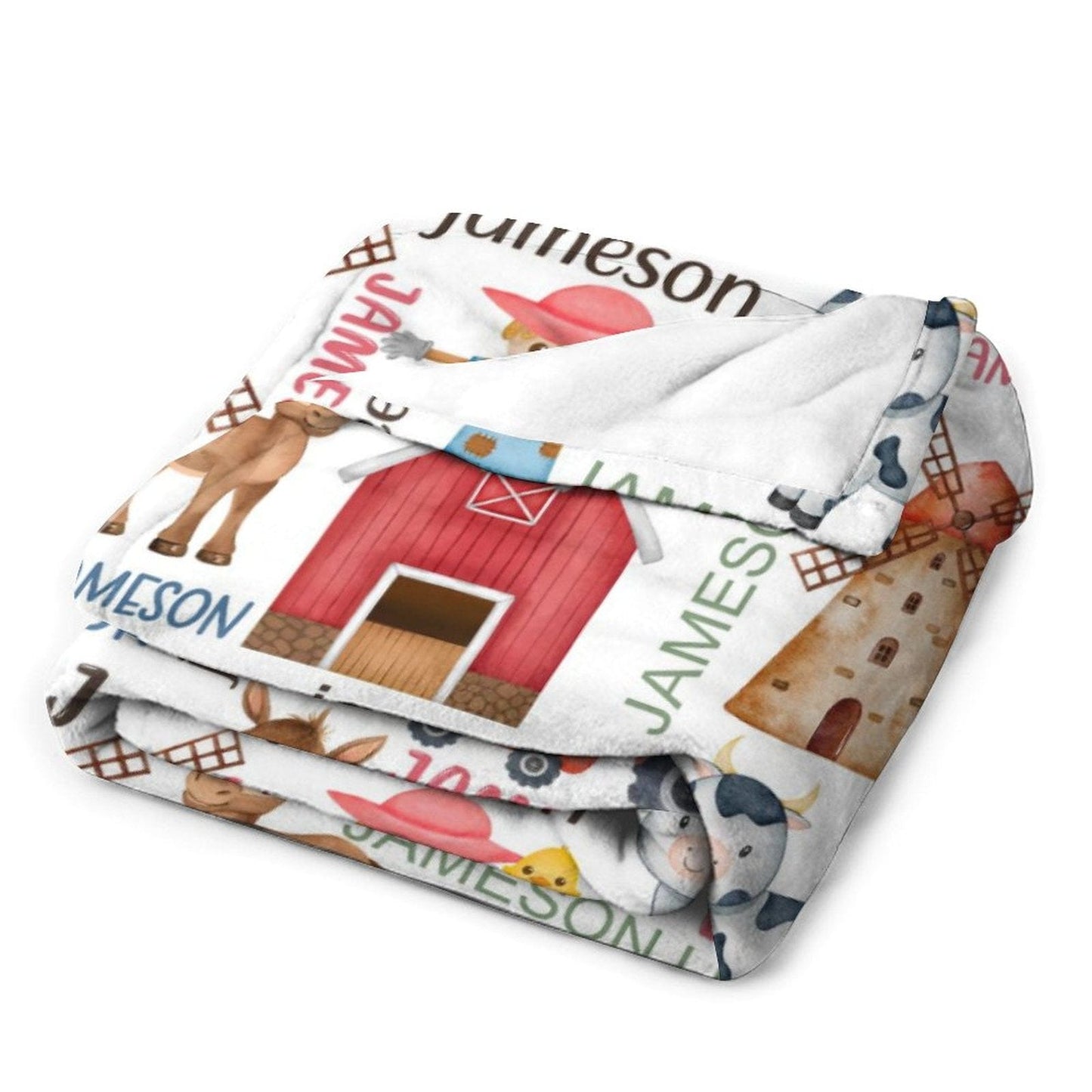 Horse Cow Barn Farm Personalized Name Baby Blanket