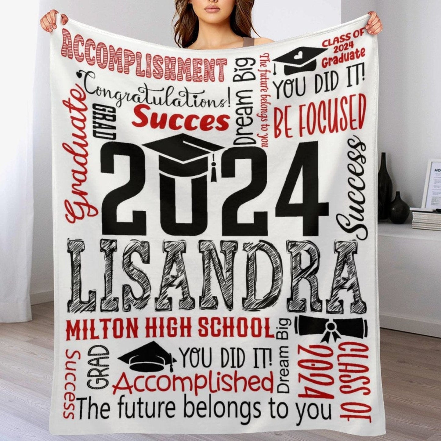 Custom Name Soft Blanket - Graduation Gift