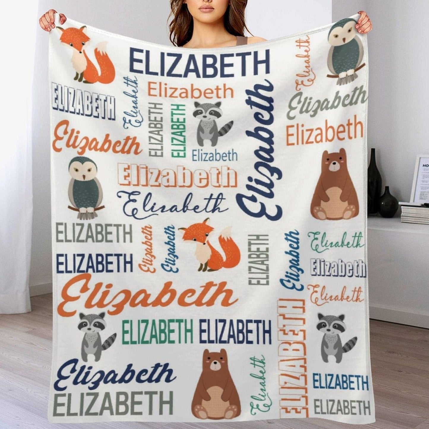 We pay shipping✈️Personalized Cute Animals Name Custom Blanket