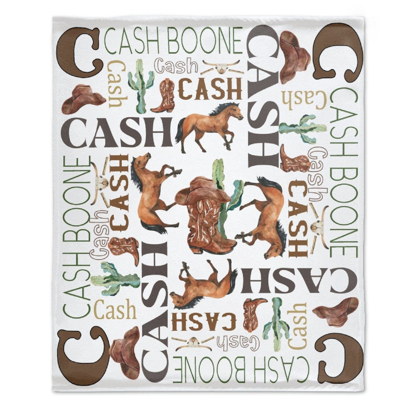 Personalized Western Cowboy Baby Blankets with Name for Boys