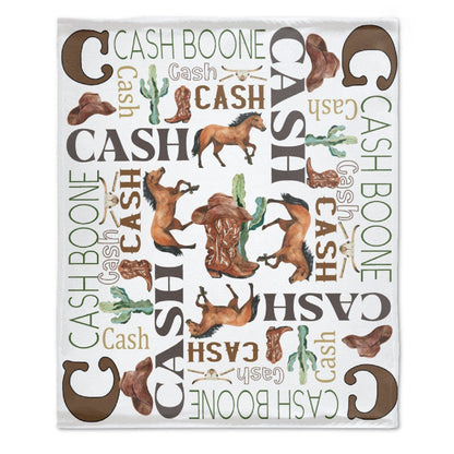 Personalized Western Cowboy Baby Blankets with Name for Boys