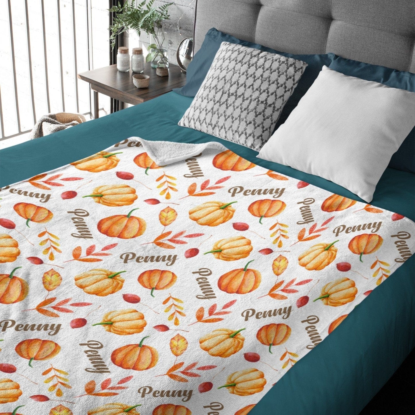 Fall Pumpkin Swaddle Personalize Baby Blanket