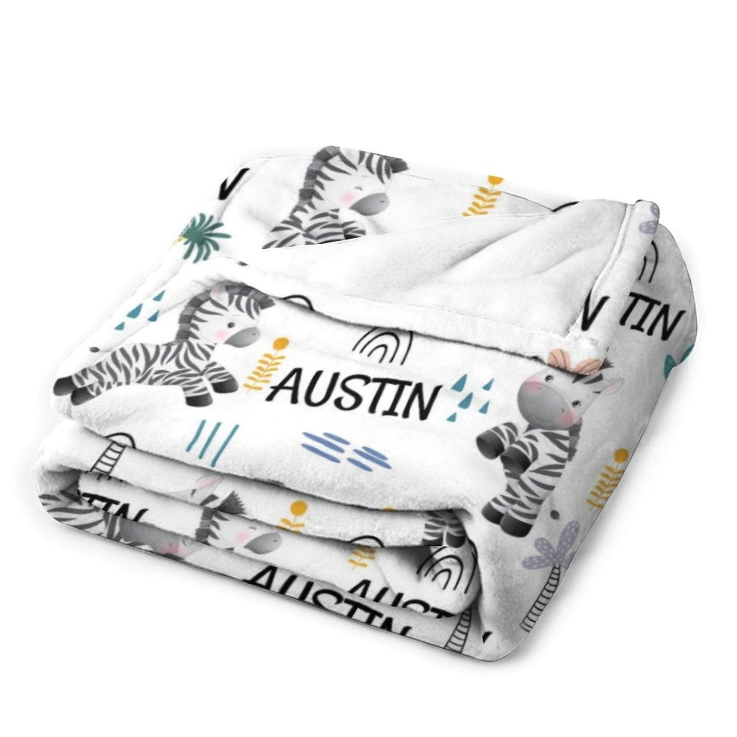 Personalized Custom Name Zebra Baby Blanket