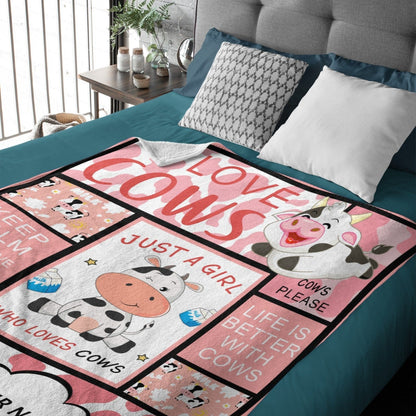 Personalized Cow Print Blanket with Name