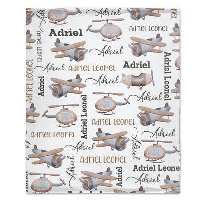 Personalized Name Airplanes Baby Blanket