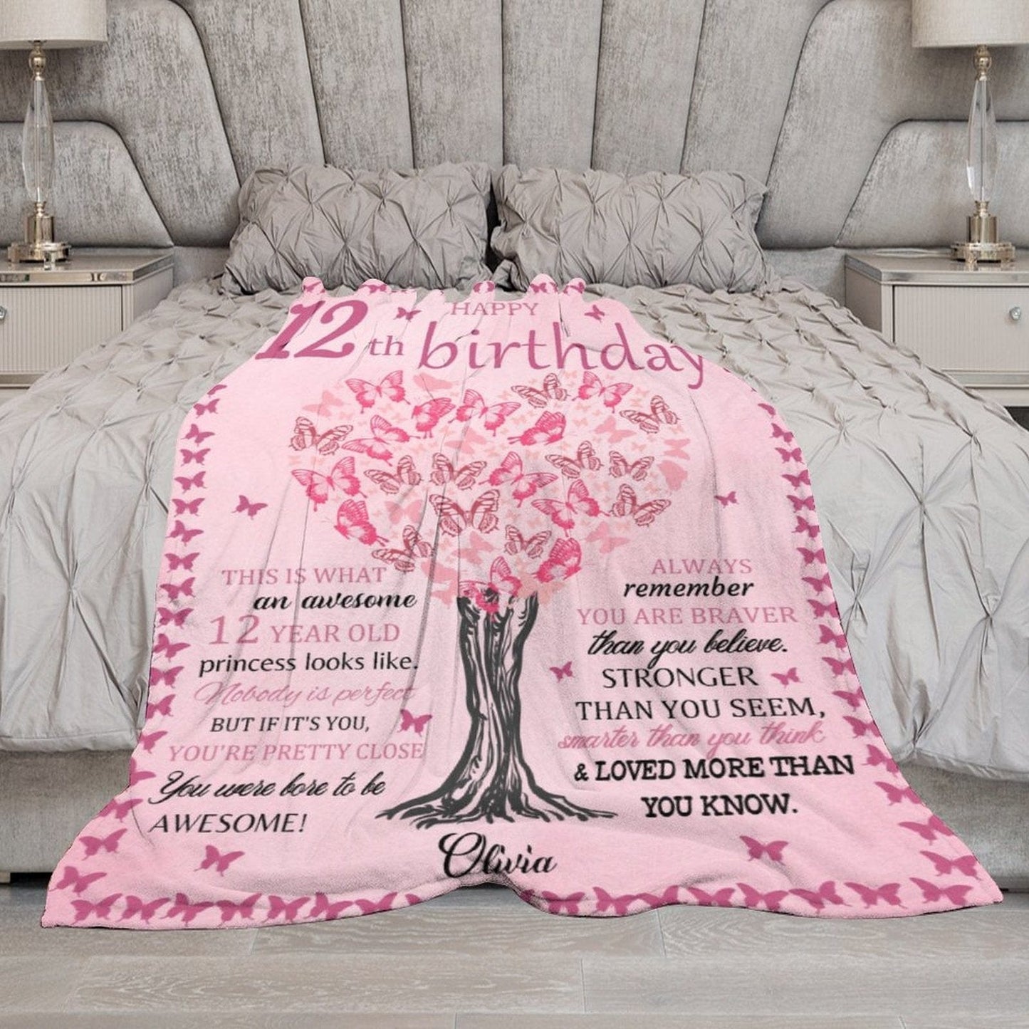 Personalized Custom Birthday Blanket - Gift For Girls