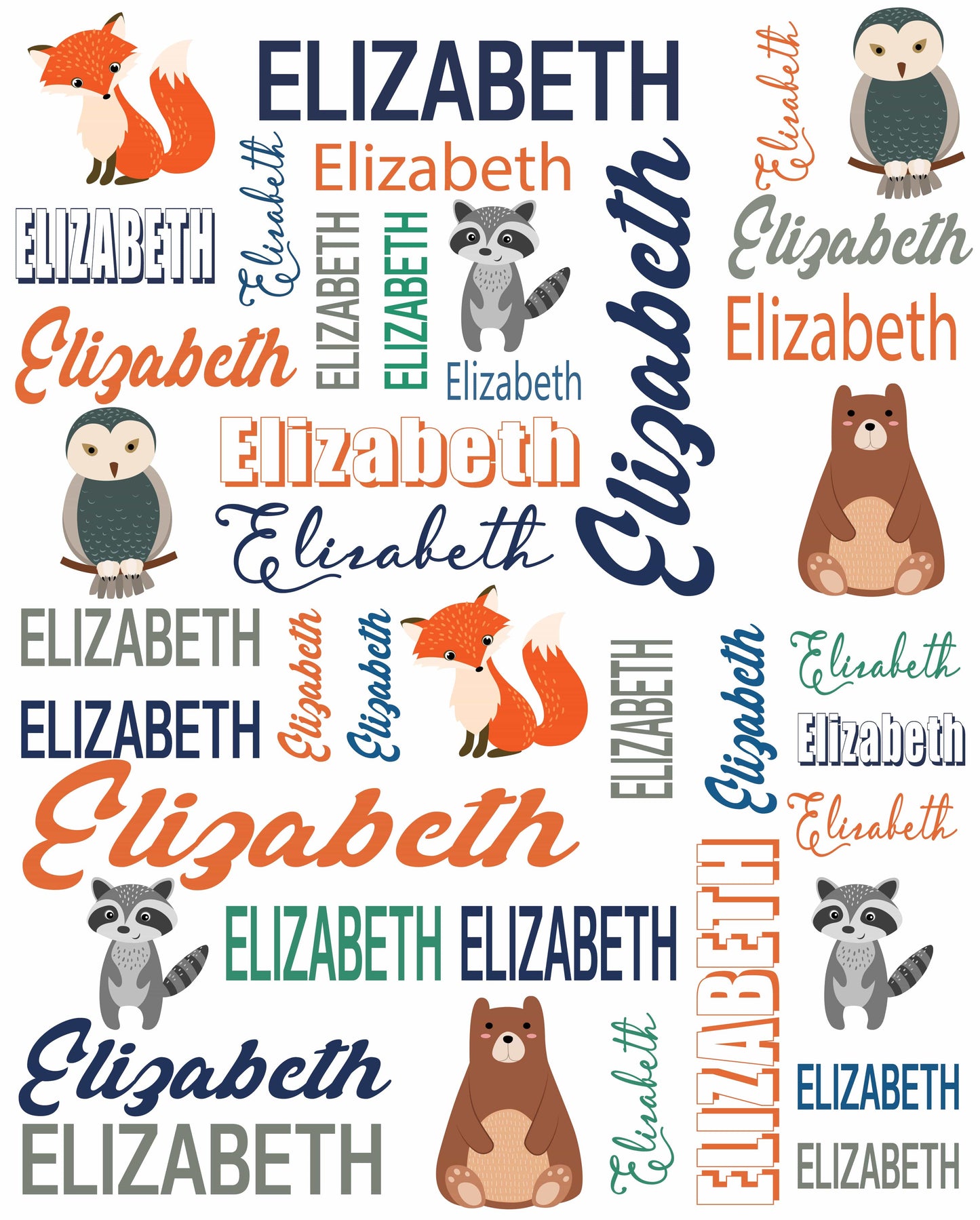 Personalized Cute Animals Name Custom Blanket