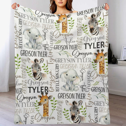Safari Name Custom Baby Blanket